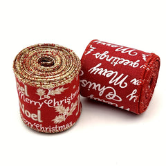 Christmas Wired Edge Ribbon Red Ribbon Merry Letter Ribbon For Gi