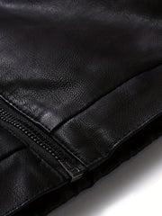 Men's PU Hooded Jacket Zip Up Faux Leather Jacket