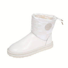 Glitter Faux Leather Plush Lined Snow Boots Fall Winter Warm Snow Shoes