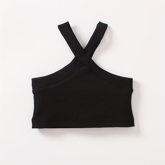 Baby Girls Ribbed Knit Halter Top Crop Vest for 0-3 Years