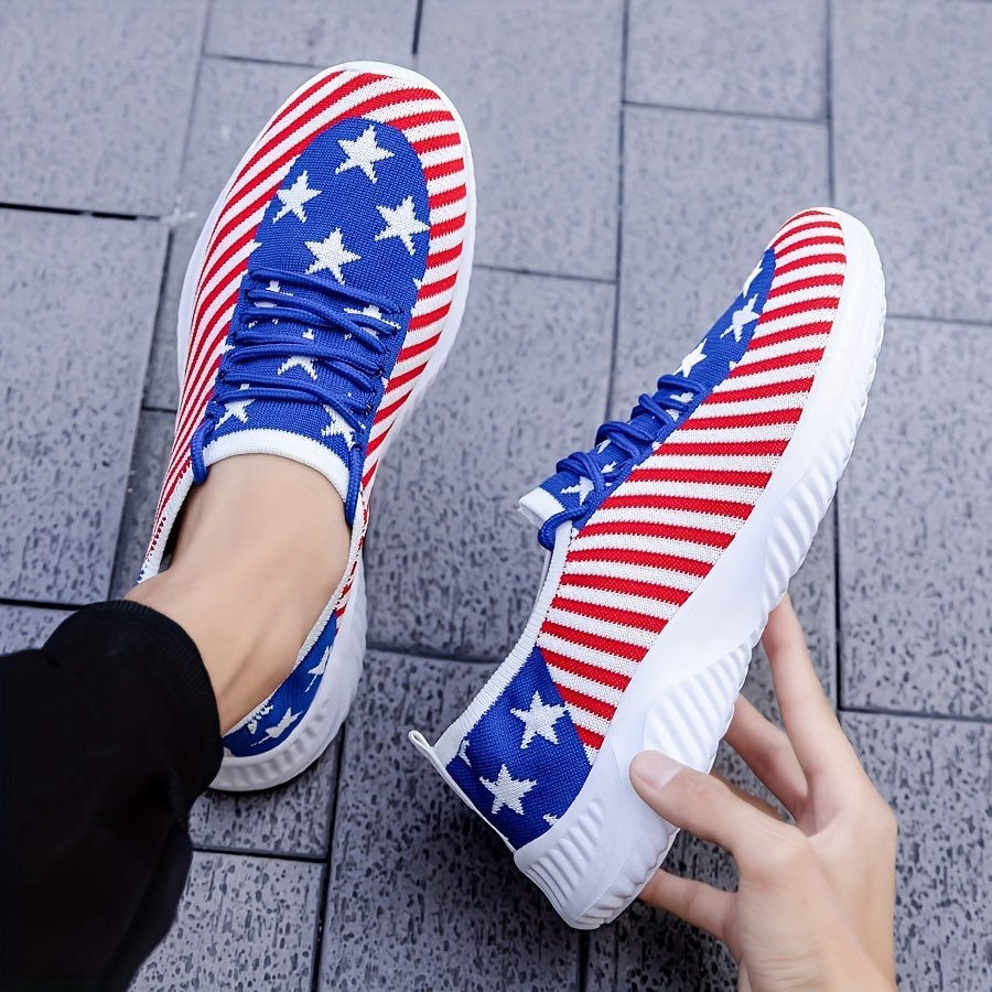 Women's Star Graphic Knit Sneakers Low Top Running Shoes