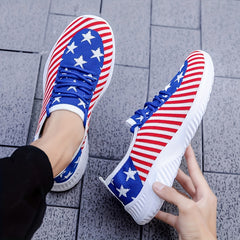 Women's Star Graphic Knit Sneakers Low Top Running Shoes
