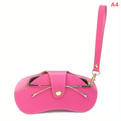 Lychee Embossed Glasses Cover Snap PU Leather Sunglasses Bag