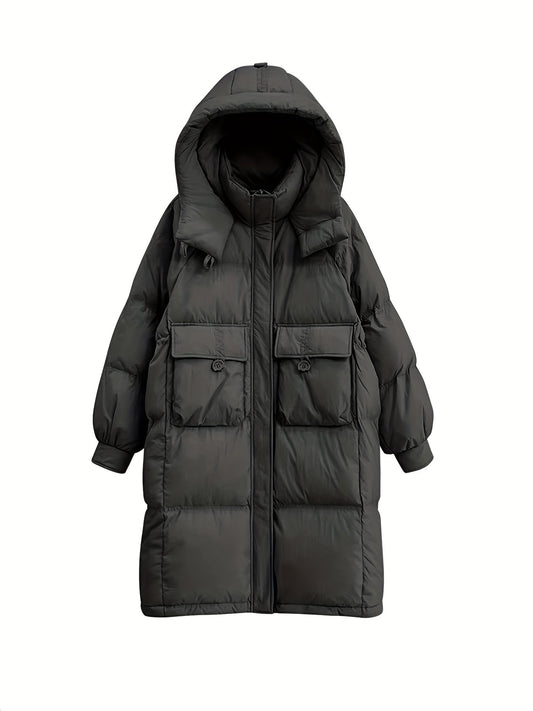 Women's Long Puffer Jacket Winter Warm Hooded Outdoor Sports