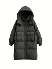 Women's Long Puffer Jacket Winter Warm Hooded Outdoor Sports