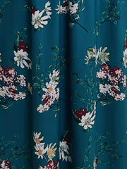  Floral Print Long Sleeve Round Neck Dress