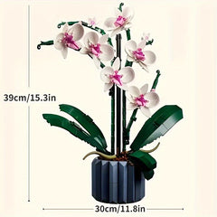 608pcs Orchid Building Blocks Plant Decor Artificial Building Set Home Decor