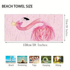 Flamingo Pink Microfiber Beach Towel Quick Drying Absorbent Cartoon Print