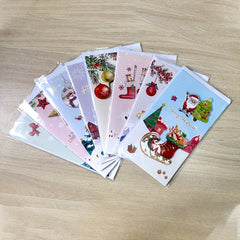 8pcs Merry Christmas Greeting Cards Envelopes Golden Stamping Applique DIY Xmas