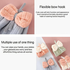 2pcs Hanging Fingertip Towel Coral Fleece Absorbent Soft Towel