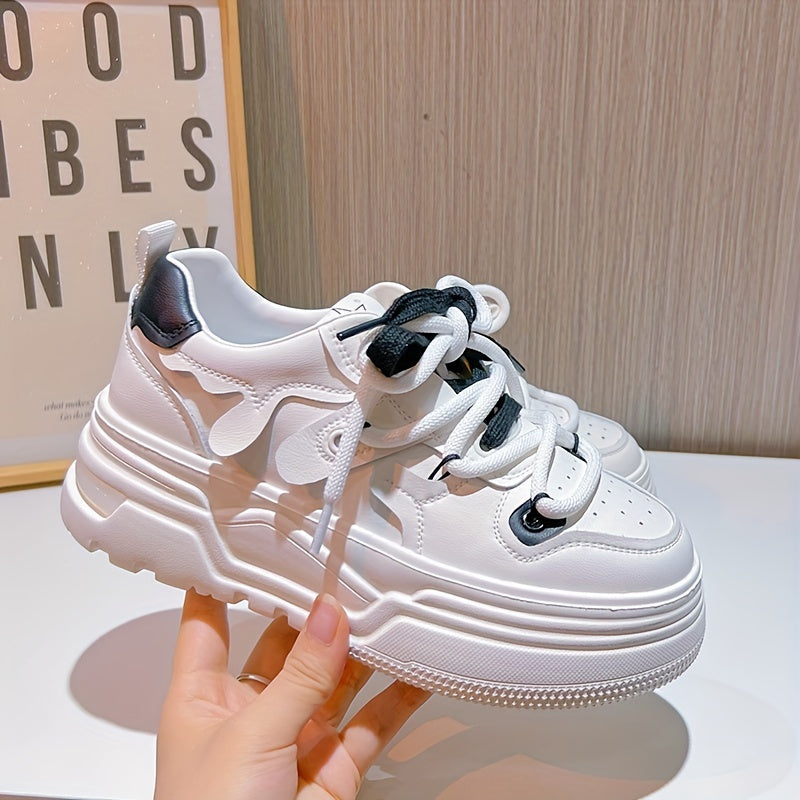 Women's Chunky Sneakers Breathable Lace Up Casual Shoes