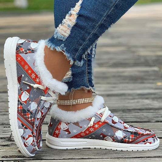 Women's Christmas Dwarfs Print Snow Boots Plus Plush Comfort Winter Shoes