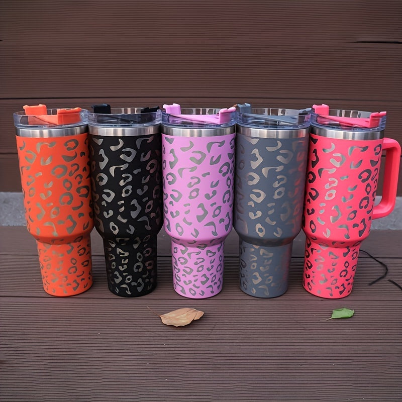 40oz Car Tumbler w/ Handle & Straw Lid Stainless Steel Vacuum Insulated Cup