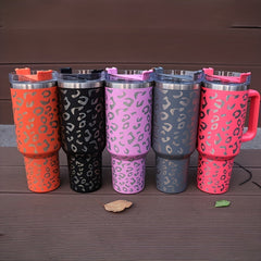 40oz Car Tumbler w/ Handle & Straw Lid Stainless Steel Vacuum Insulated Cup