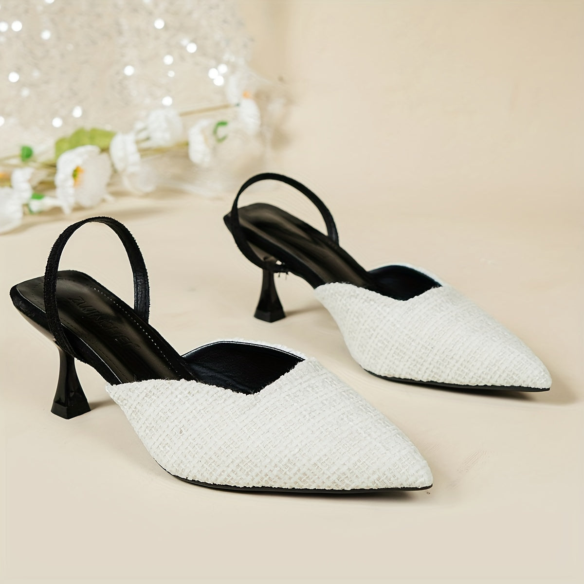 Women's Pointed Toe Mid Heels Slingback Heels Dress Sandals