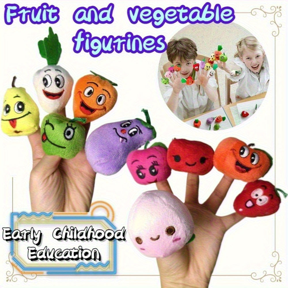 10pcs Cartoon Finger Puppet Toy Fruit Vegetable Shape Early Education