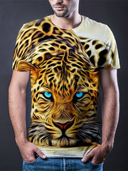 Men's Leopard 3D Graphic Tee Short Sleeve Top