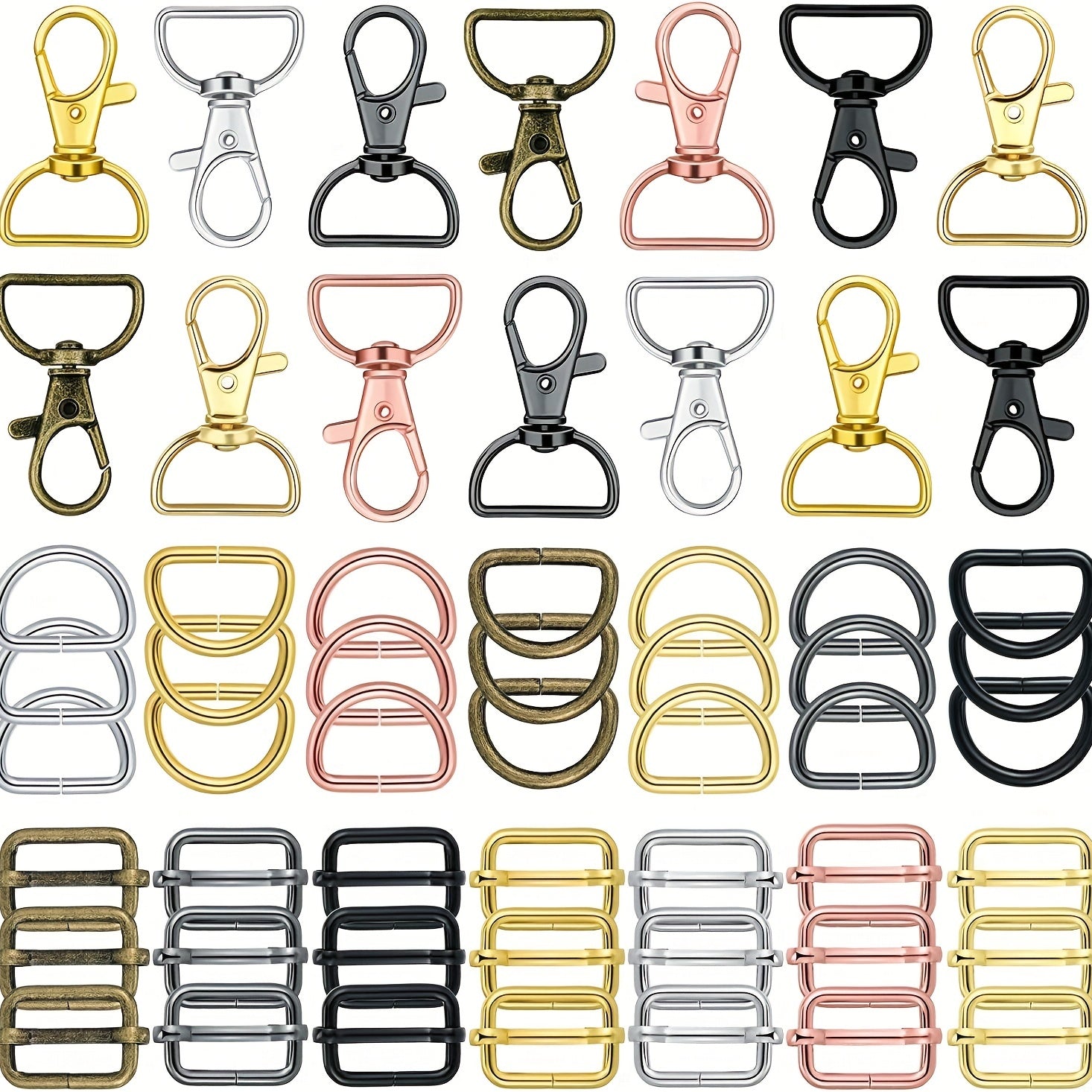 56PCS Zinc Alloy Rotating Lobster Clasp D Keychain Luggage Hardware Keyring Buck