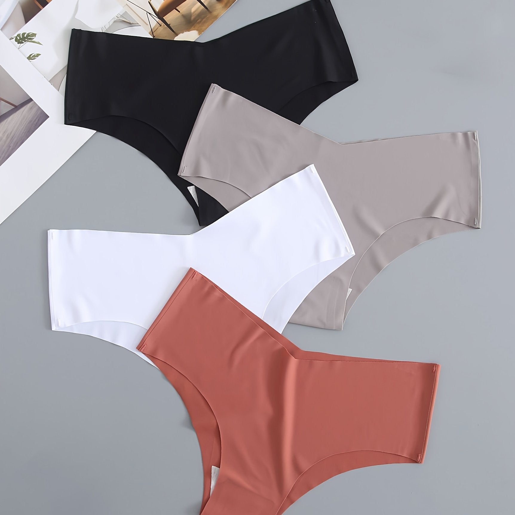 4 Pack Seamless Panties Sporty & Comfy Solid Brief Panties