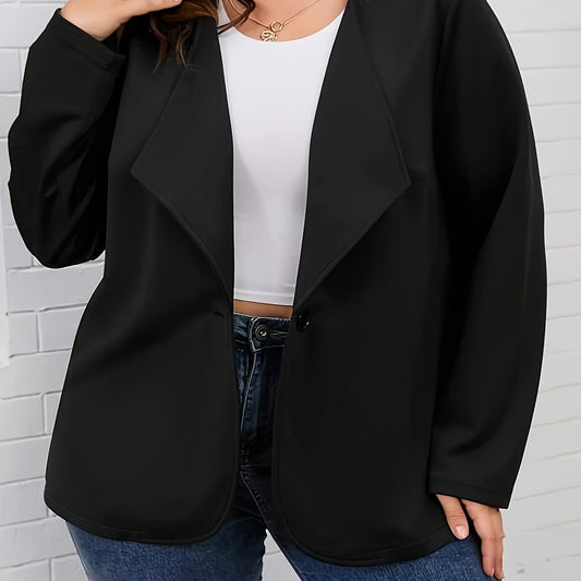  Solid Long Sleeve Open Front Blazer