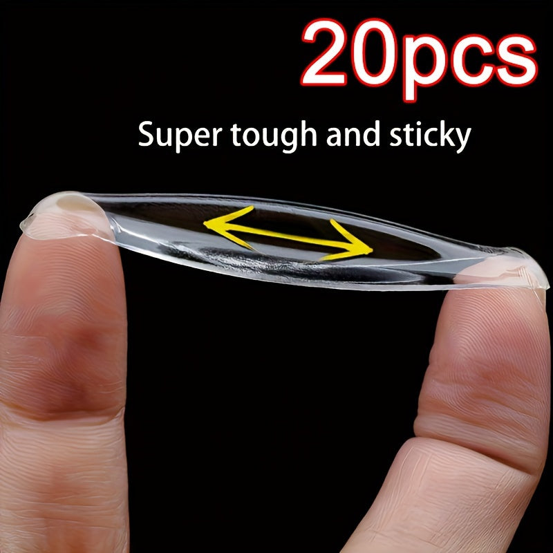 20 Transparent Double Sided Adhesive Stickers Removable Round Traceless Adhesive
