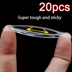20 Transparent Double Sided Adhesive Stickers Removable Round Traceless Adhesive