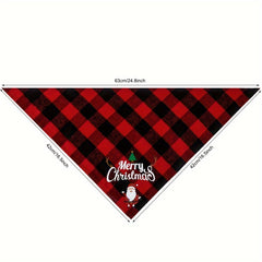 Christmas Pet Triangle Scarf Plaid Dog Saliva Towel Santa Claus Letter Graphic