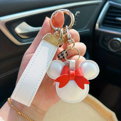 Cartoon Bow Mouse Bracelet Keychain Animal PU Leather Key Ring Gift