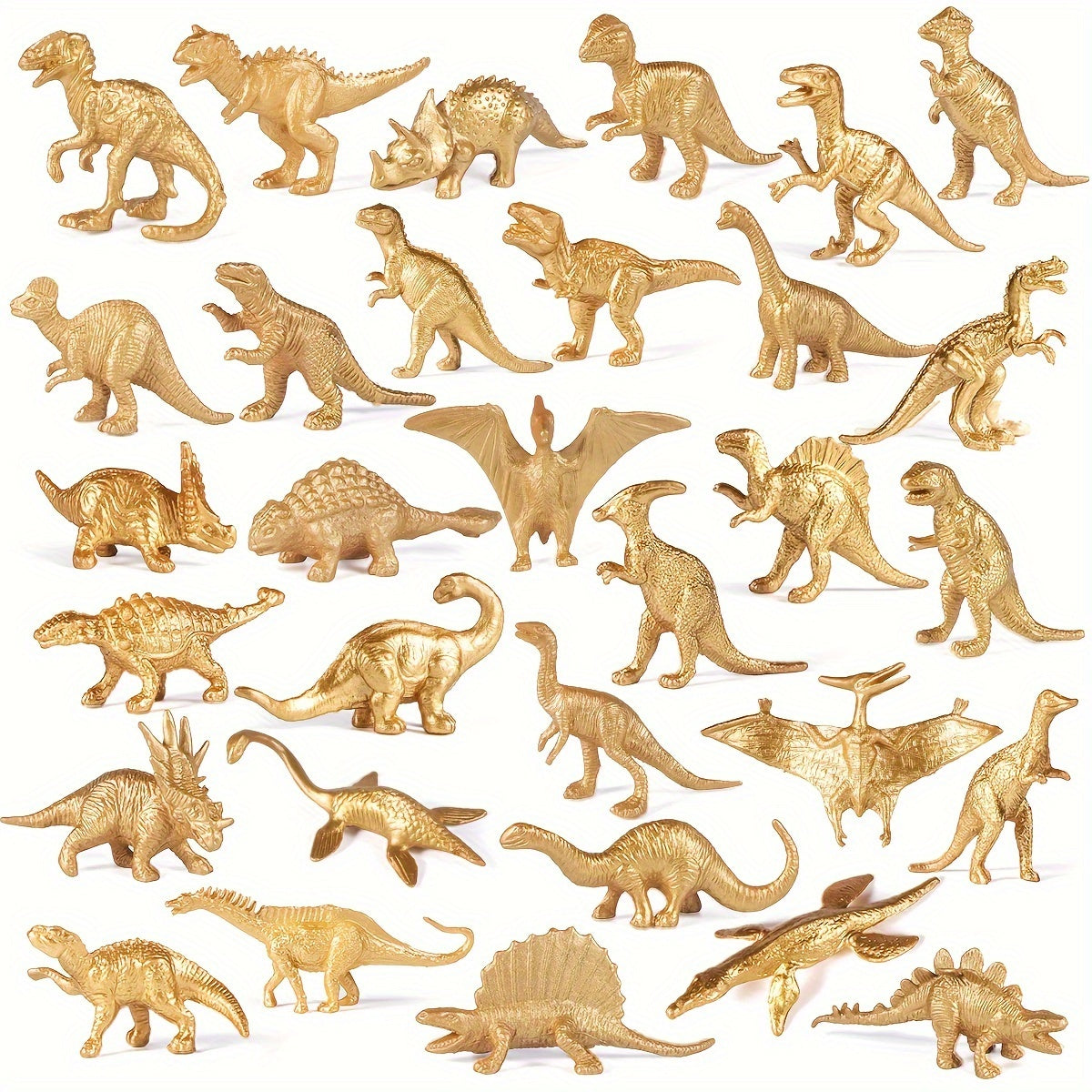 Mini Metallic Golden Dinosaur Figurine Toys Cake Topper