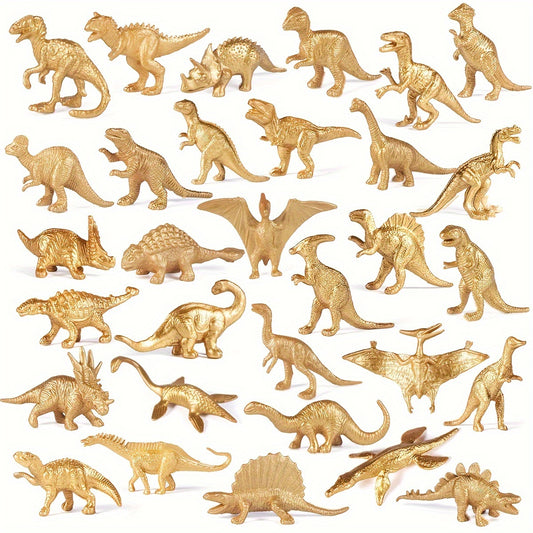 Mini Metallic Golden Dinosaur Figurine Toys Cake Topper