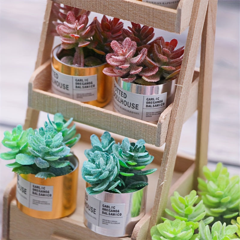 3pcs Mini Succulent Potted Plants DIY Mini Garden