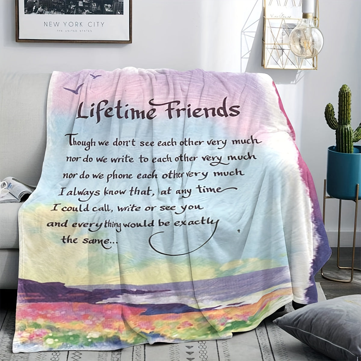 Envelope Printed Throw Blanket, Gift for Home & Outdoor Use