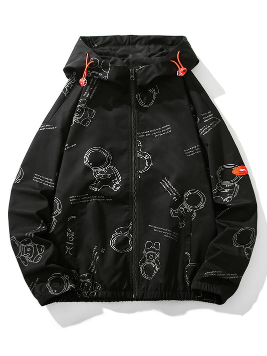 Men's Astronaut Print Windproof Casual Jacket