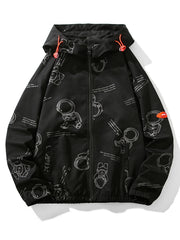 Men's Astronaut Print Windproof Casual Jacket