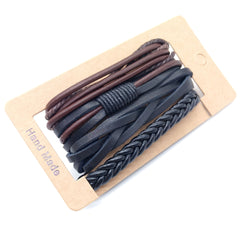 4 Pcs Multilayer Braided Bracelet Set Women Punk Style Jewelry
