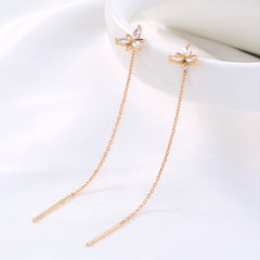 Flower Shape Zircon Threader Earrings Long Chain Body Piercing Jewelry
