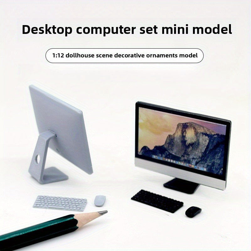 Mini Computer Mouse Keyboard Set for Dollhouses - Desktop Model Ornaments