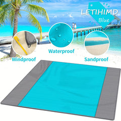 Waterproof & Sandproof Beach Blanket for 5-8 Adults, Lightweight & Portable