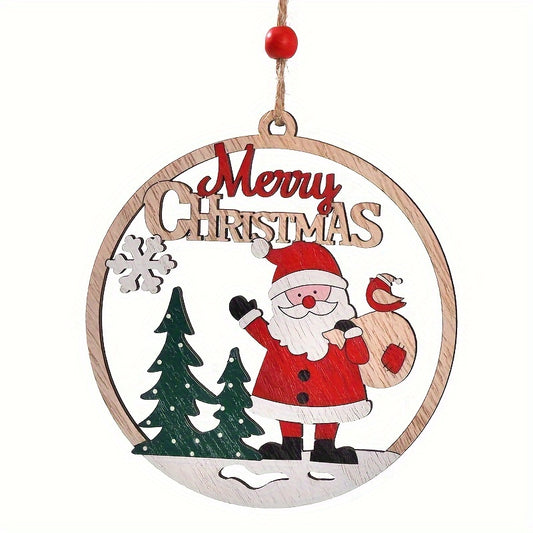 Wooden Santa Claus Tags Christmas Decorations
