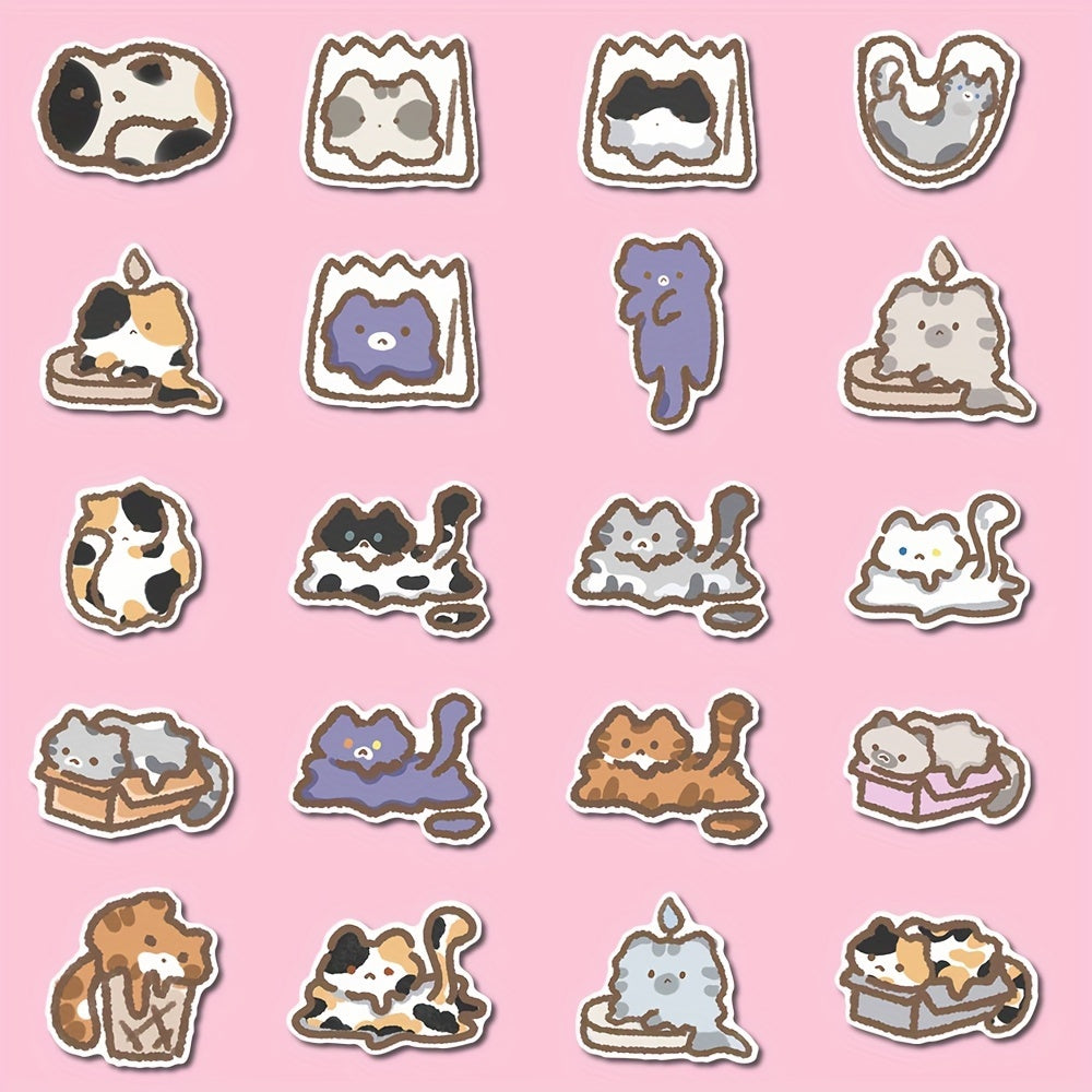 48pcs Liquid Cup Cat Sticker for Laptop Phone Bottle DIY Decoration