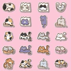 48pcs Liquid Cup Cat Sticker for Laptop Phone Bottle DIY Decoration