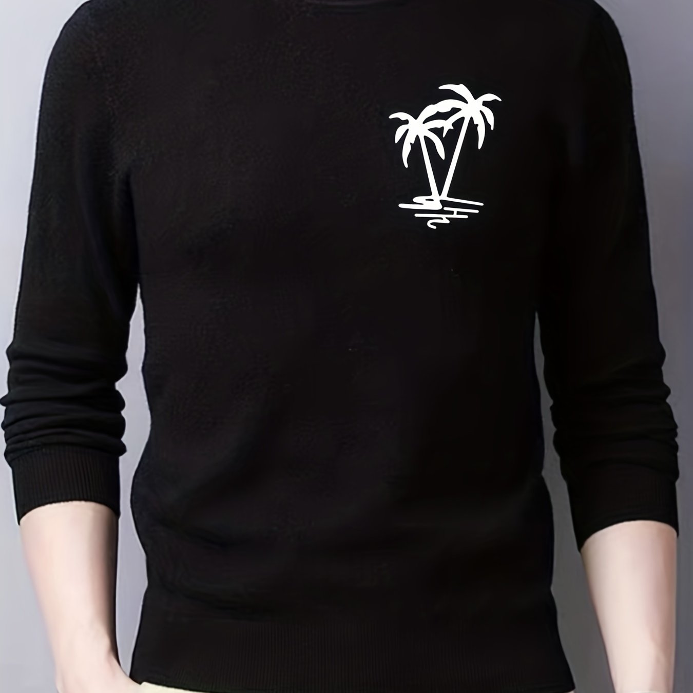 Coconut Palm Print Men's Knitted Sweater