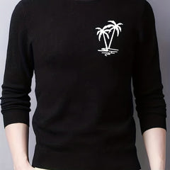 Coconut Palm Print Men's Knitted Sweater