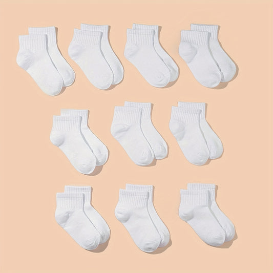 10 Pairs Kids Plain Breathable Short Socks