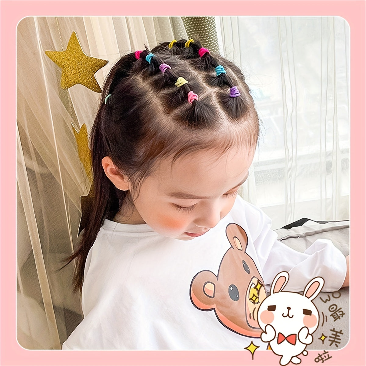 100pcs Colorful Girls Elastic Hair Bands Kids Hair Accessories Sets