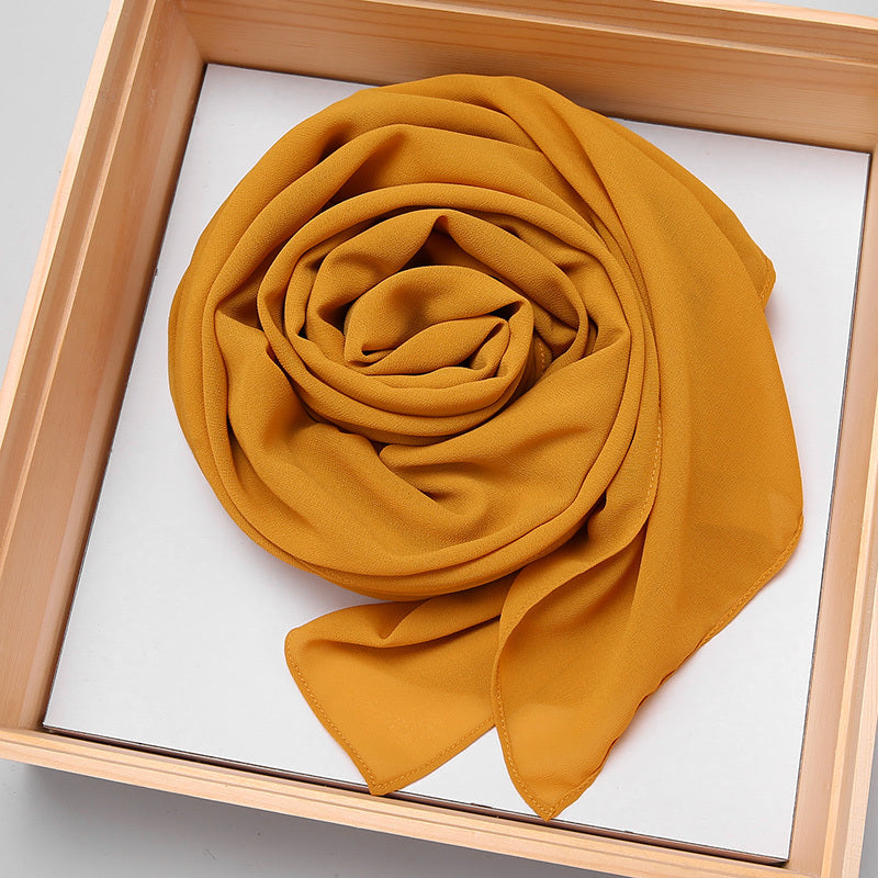 Solid Chiffon Hijab Scarf Women's Long Shawl Lightweight Hair Wrap
