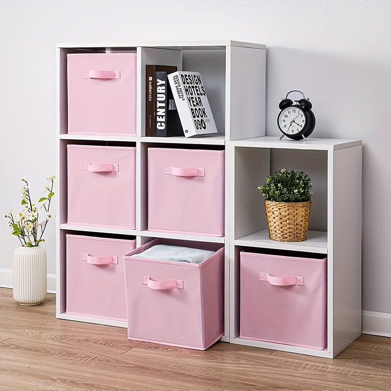 6pcs Fabric Drawer Storage Box Pink Purple Foldable Bin with Handle