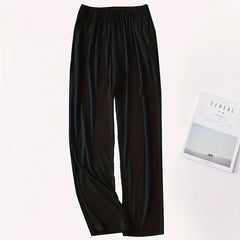 Women's Plus Solid Elastic High Rise Loose Fit Trousers