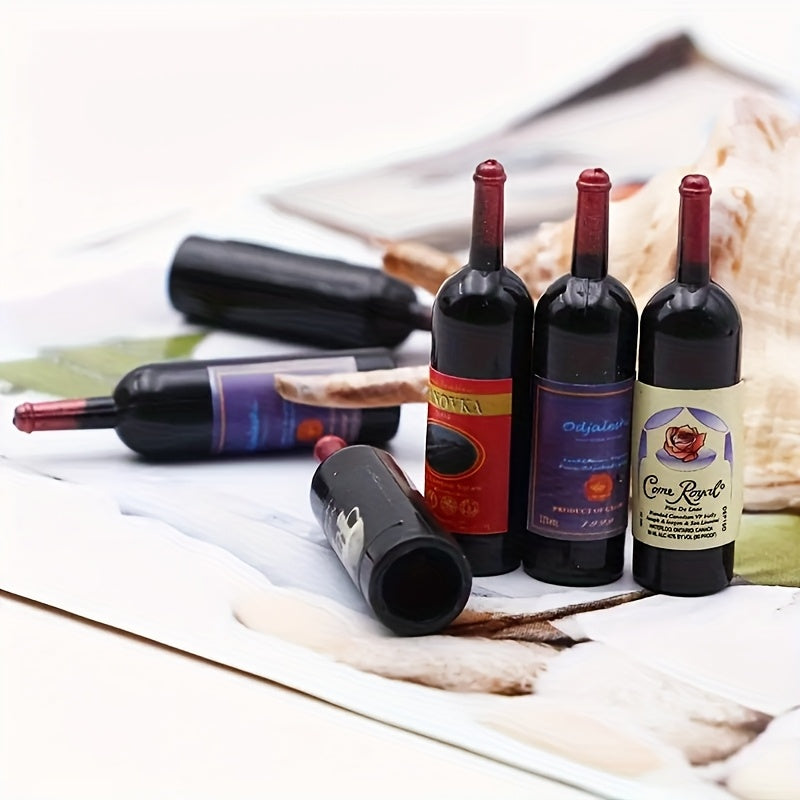 10 Mini Resin Wine Bottles for Dollhouse Crafts