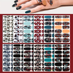 14 Sheets Halloween Nail Wraps Art Stickers Skull Pattern DIY Self Adhesive